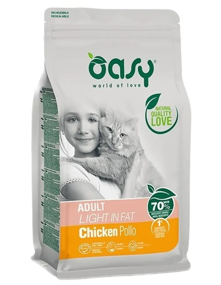 Oasy gatto lifestage adult light in fat pollo 1,5 kg  