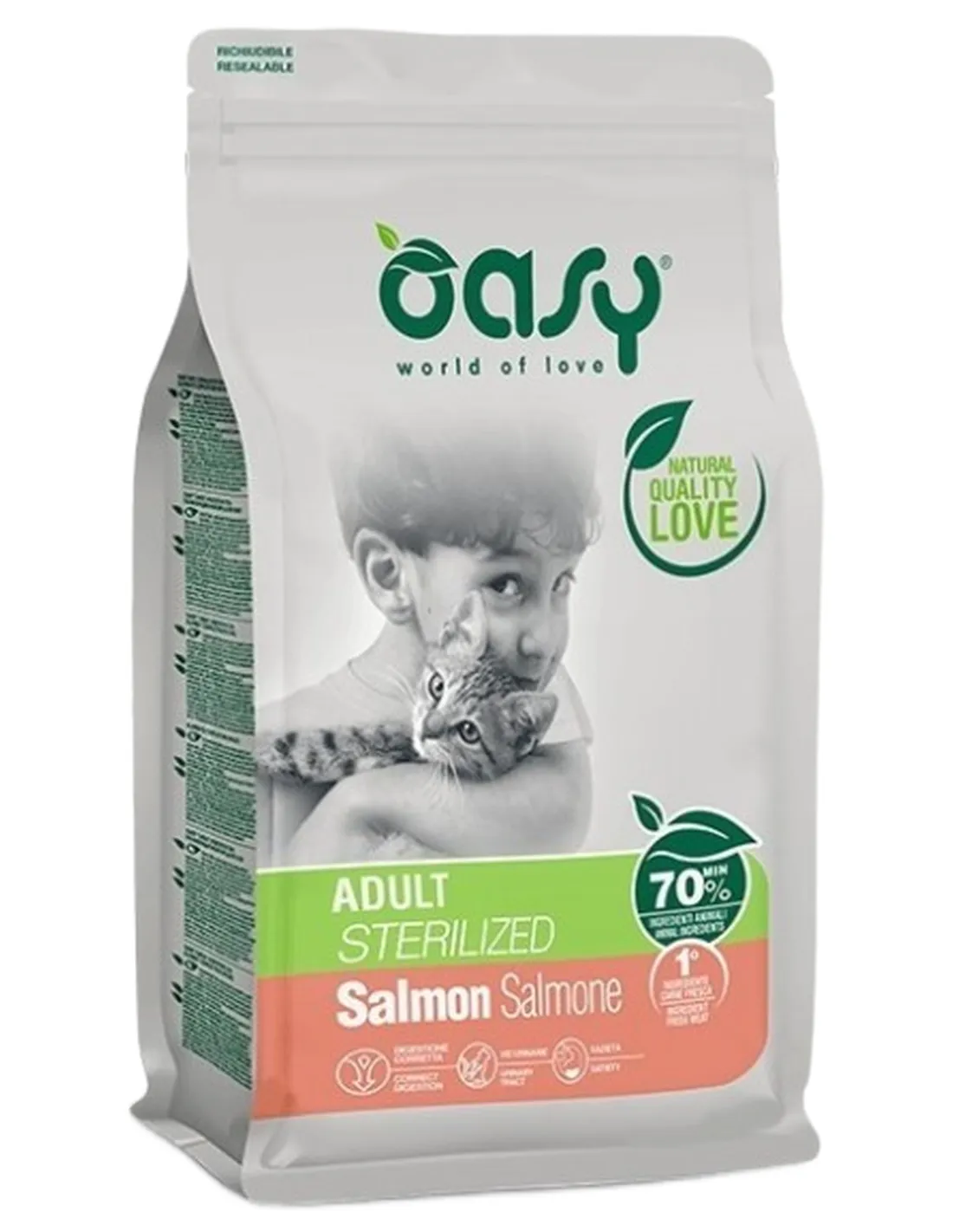 Oasy gatto lifestage adult sterilized salmone 7,5 kg  