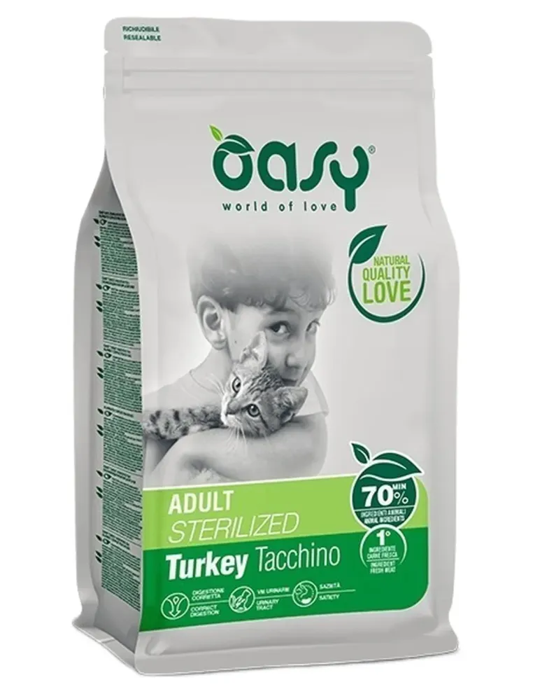 Oasy gatto lifestage adult sterilized tacchino 1,5 kg  