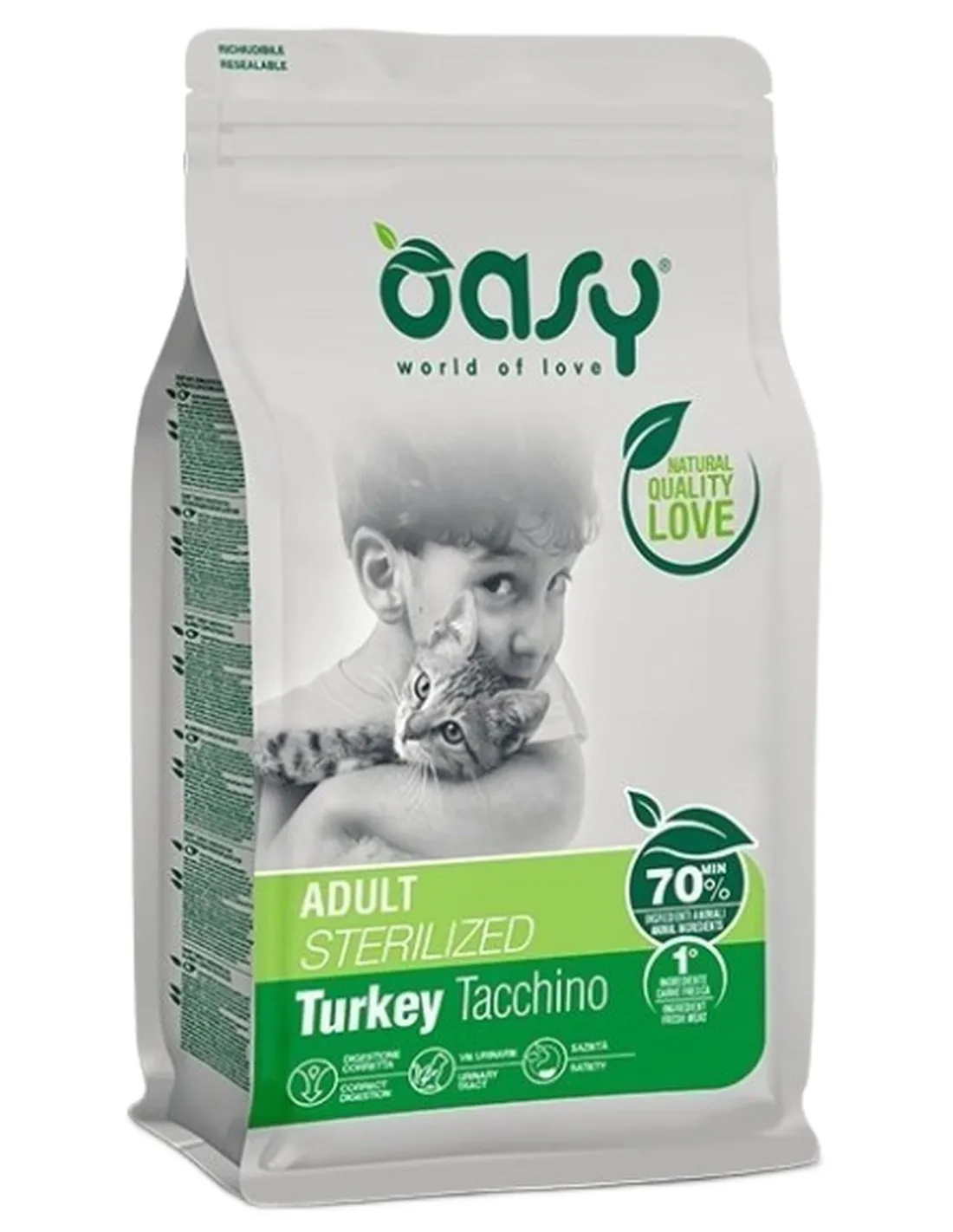 Oasy gatto lifestage adult sterilized tacchino 300 gr  