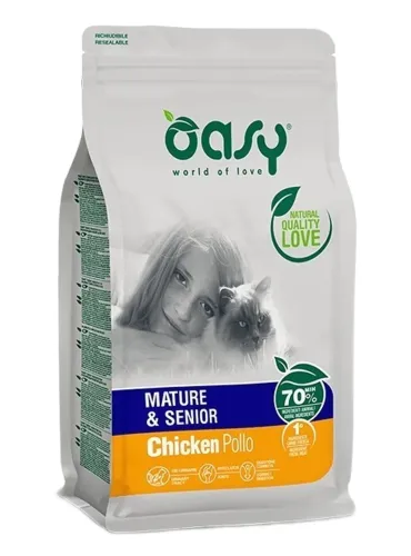 Oasy gatto lifestage mature e senior pollo 1,5 kg  