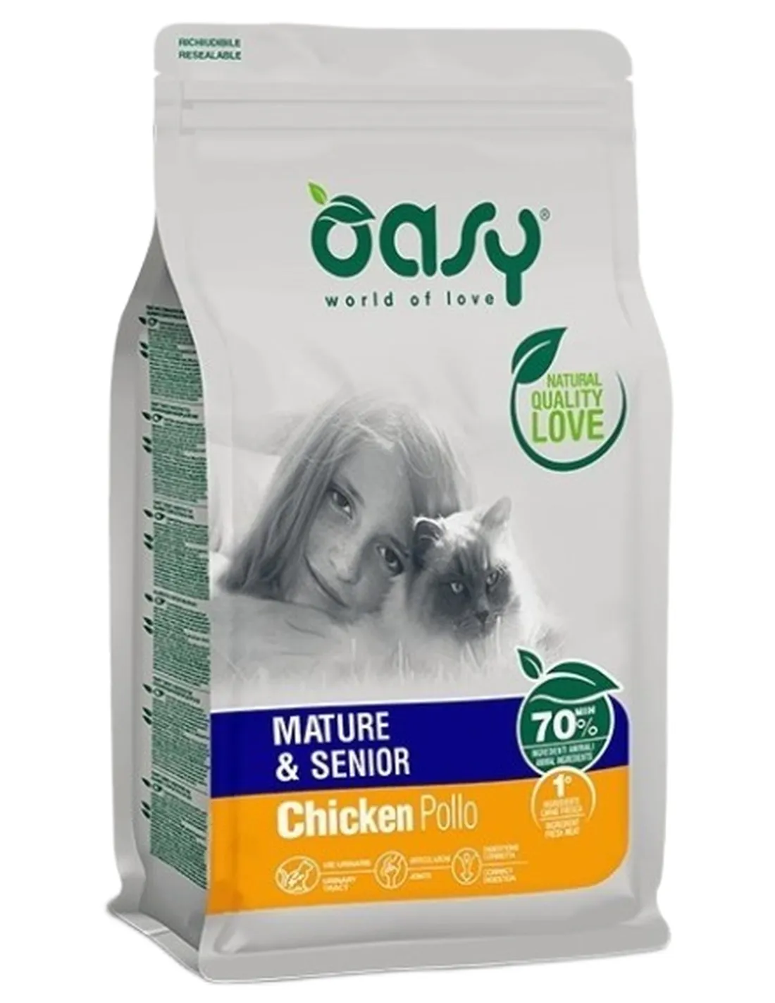 Oasy gatto lifestage mature e senior pollo 1,5 kg  