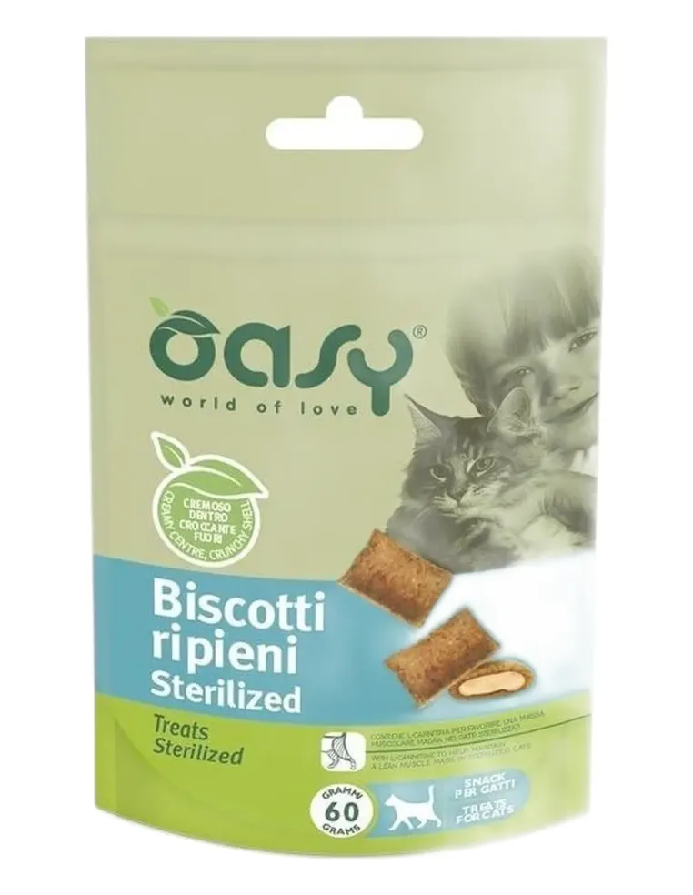 Oasy snack gatto biscotti ripieni sterilized 60 gr  