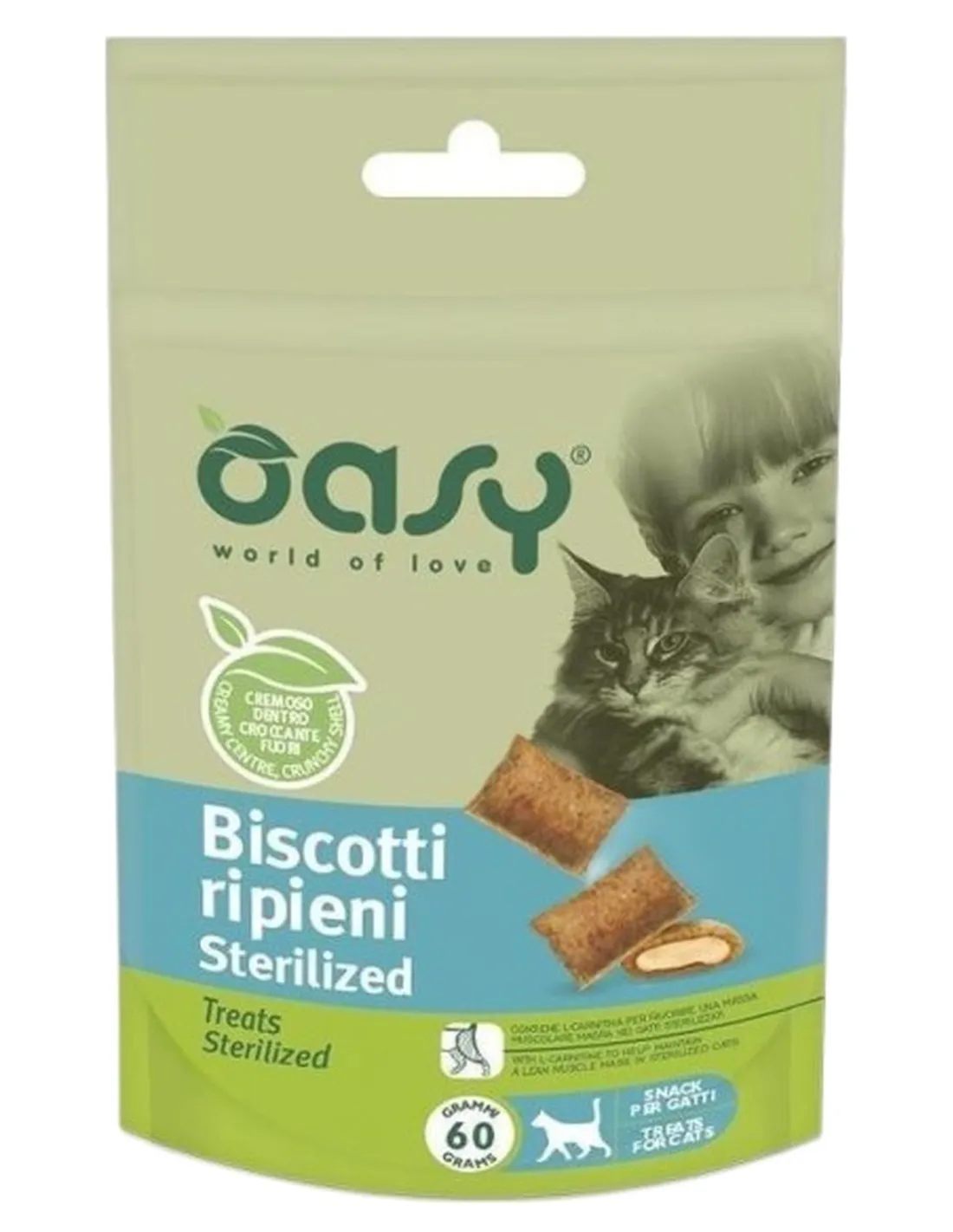 Oasy snack gatto biscotti ripieni sterilized 60 gr  