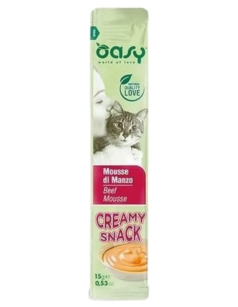 Oasy gatto snack creamy mousse di manzo 4x15 gr  