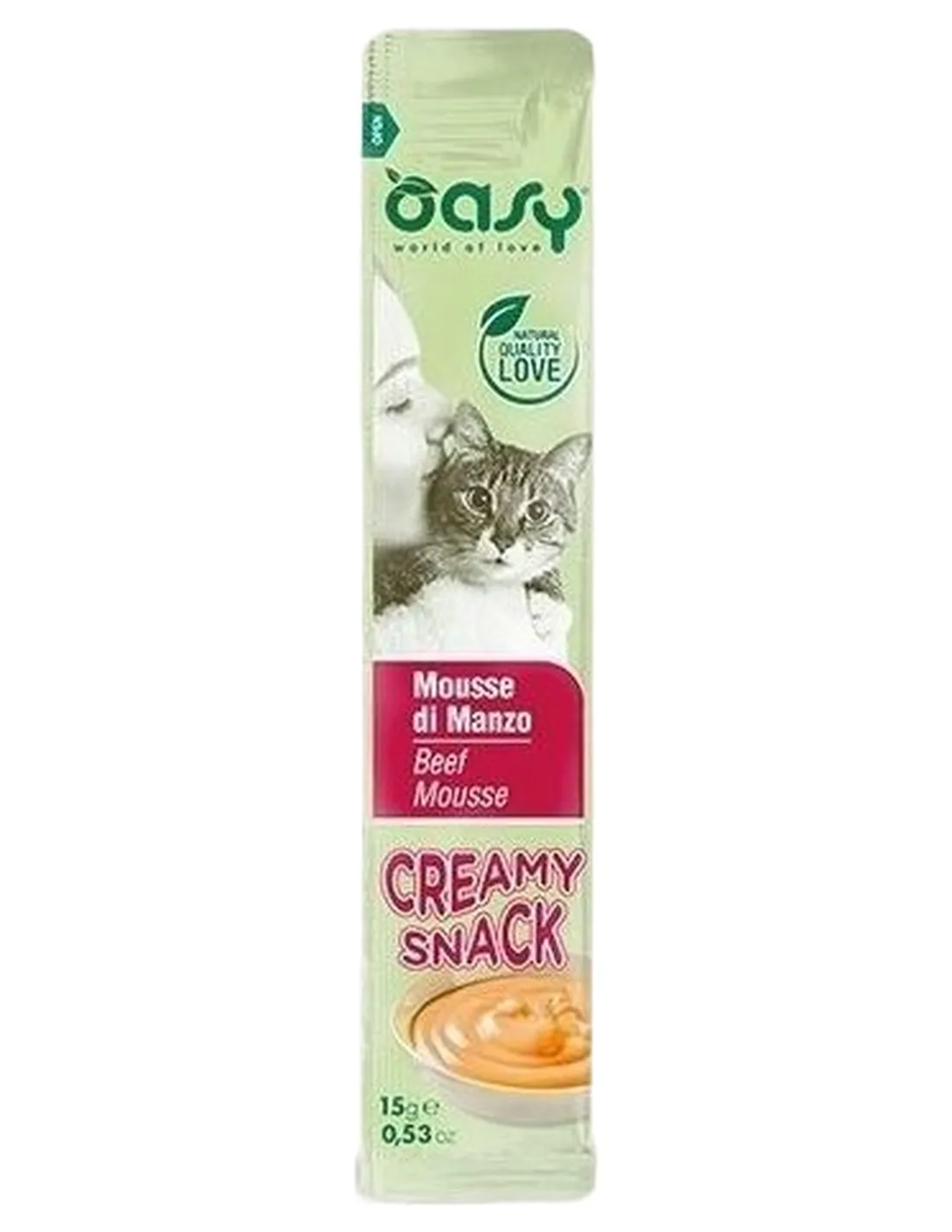Oasy gatto snack creamy mousse di manzo 4x15 gr  