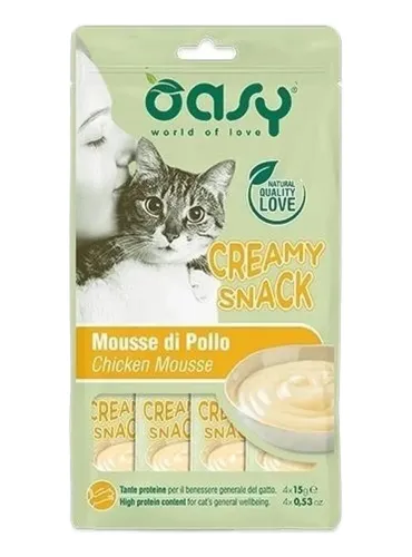 Oasy gatto snack creamy mousse di pollo  4x15 gr  