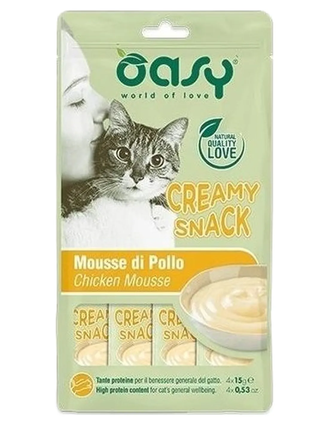 Oasy gatto snack creamy mousse di pollo  4x15 gr  