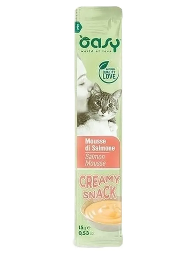 Oasy gatto snack creamy mousse di salmone 4x15 gr  