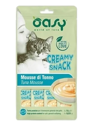 Oasy gatto snack creamy mousse di tonno 4x15 gr