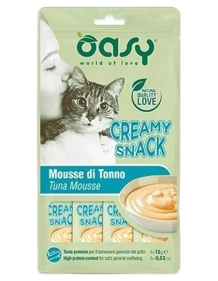Oasy gatto snack creamy mousse di tonno 4x15 gr  
