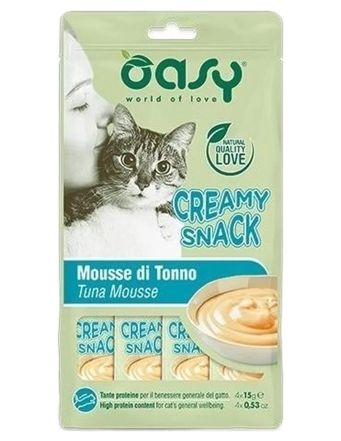 Oasy gatto snack creamy mousse di tonno 4x15 gr  