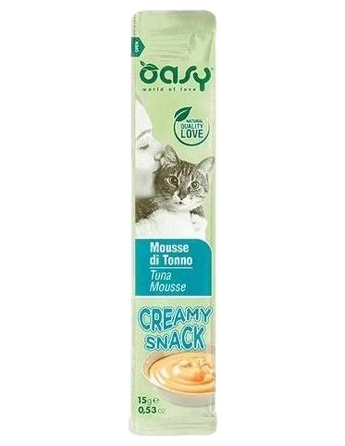 Oasy gatto snack creamy mousse di tonno 4x15 gr   Oasy gatto snack creamy mousse di tonno 4x15 gr