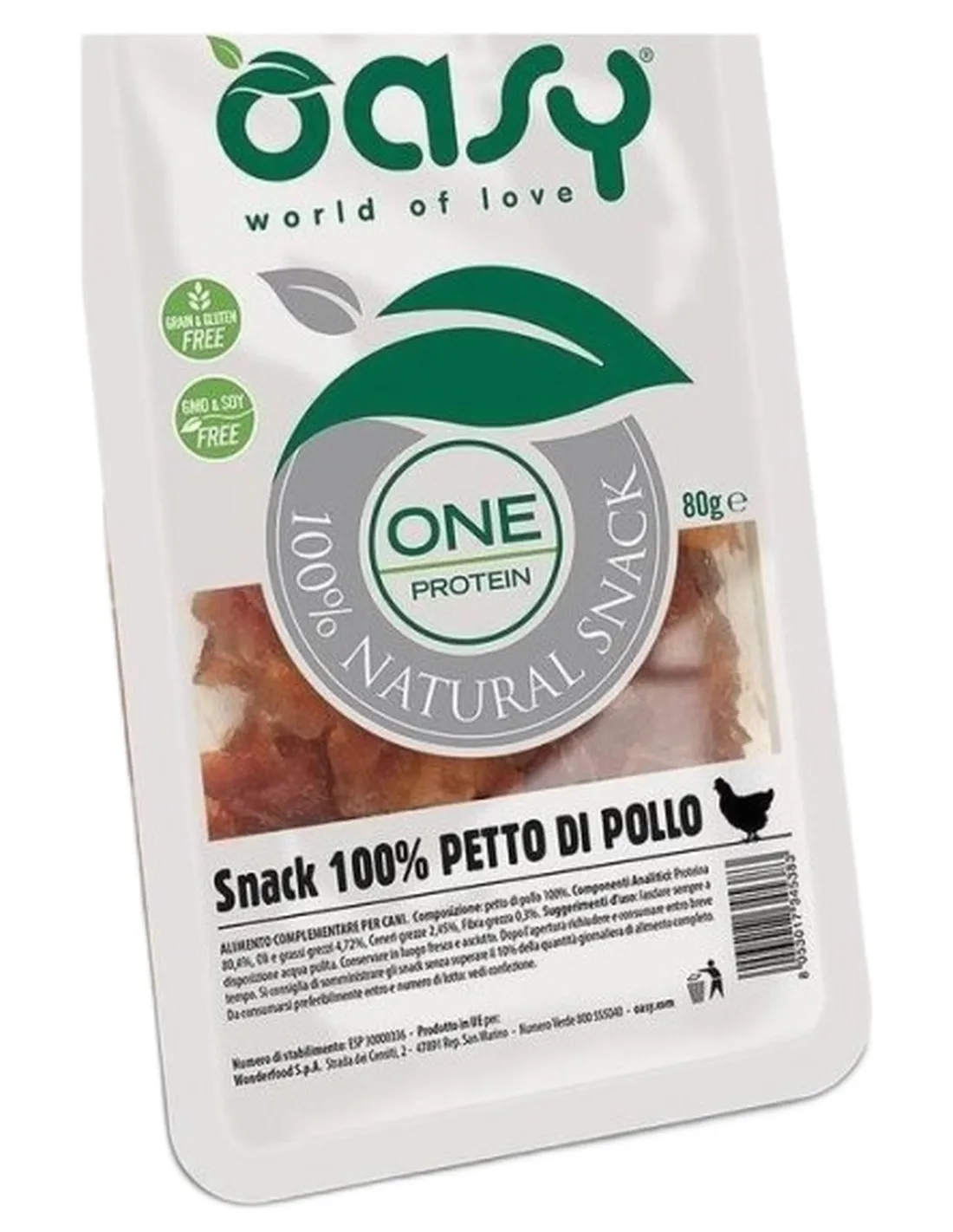 Oasy snack cane oneprotein pollo 80 gr   Oasy snack cane oneprotein pollo 80 gr
