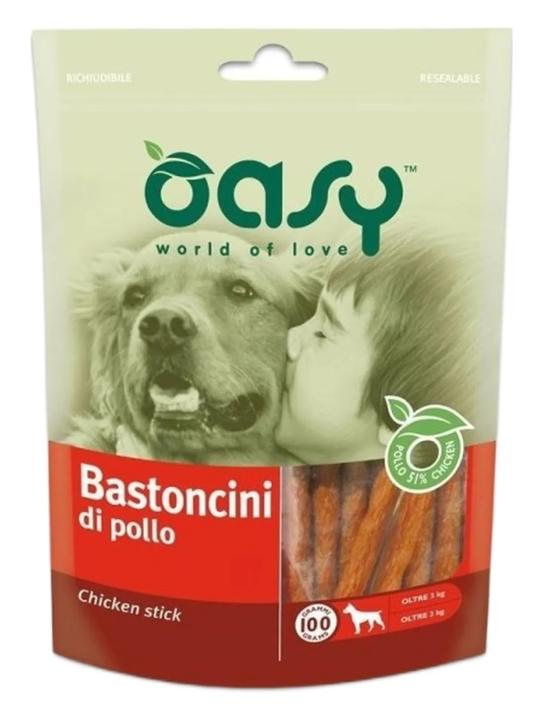 Oasy snack cane bastoncini di pollo 100 gr  