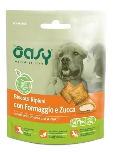 Oasy snack cane biscotti ripieni con formaggio e zucca 70 gr  