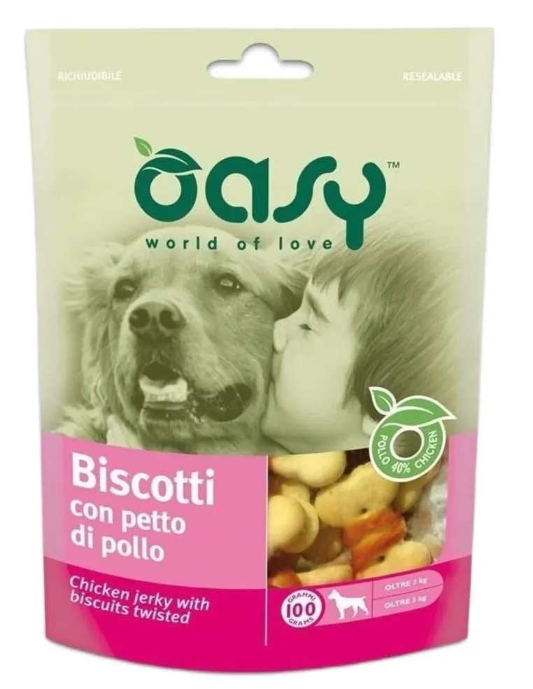 Oasy snack cane biscotti con petto di pollo 100 gr  