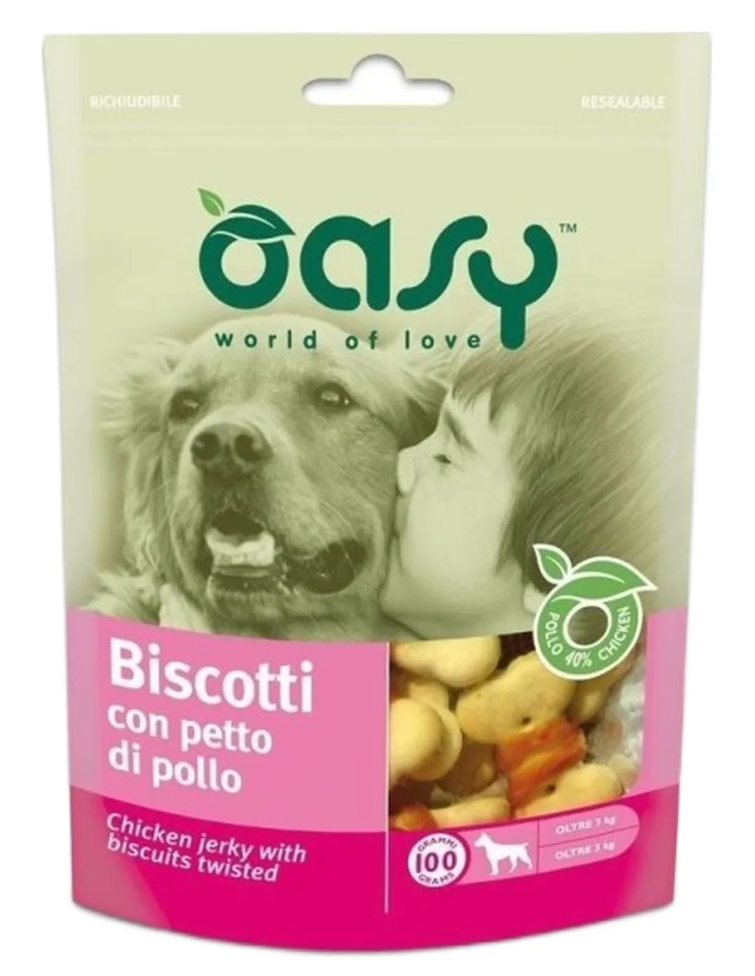 Oasy snack cane biscotti con petto di pollo 100 gr  