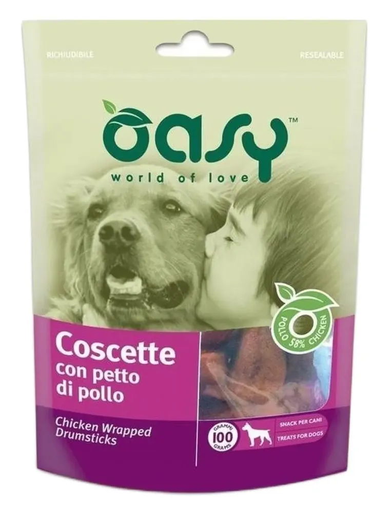 Oasy snack cane coscette con petto di pollo 100 gr  