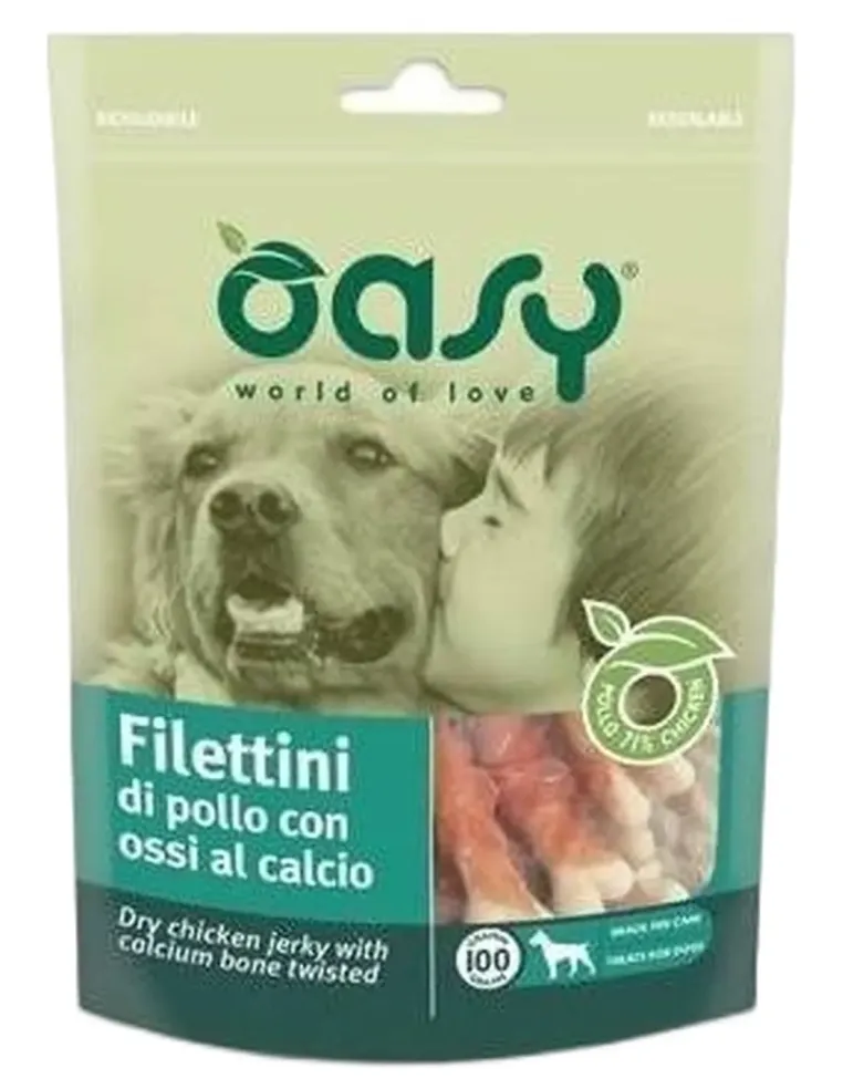Oasy snack cane filettini di pollo con ossi al calcio 100 gr  