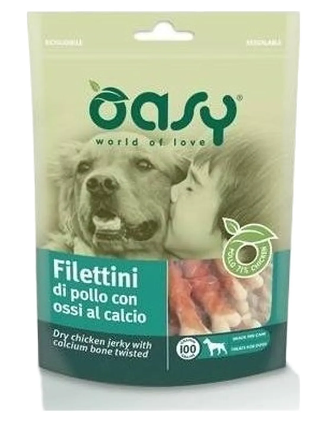 Oasy snack cane filettini di pollo con ossi al calcio 100 gr  
