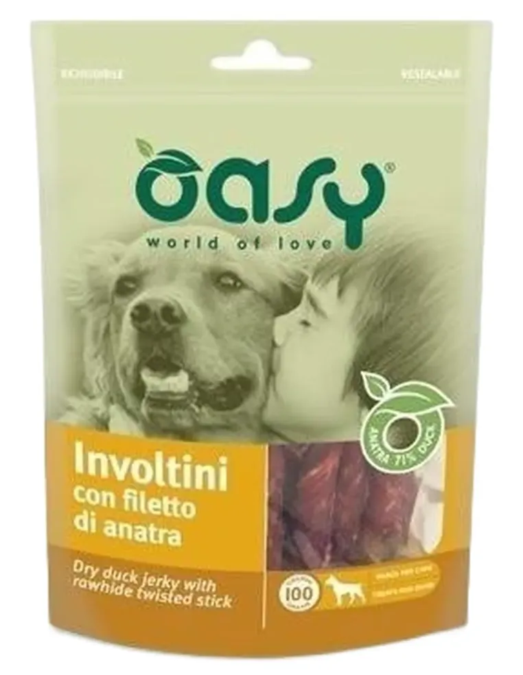 Oasy snack cane involtini con filetto di anatra 100 gr  
