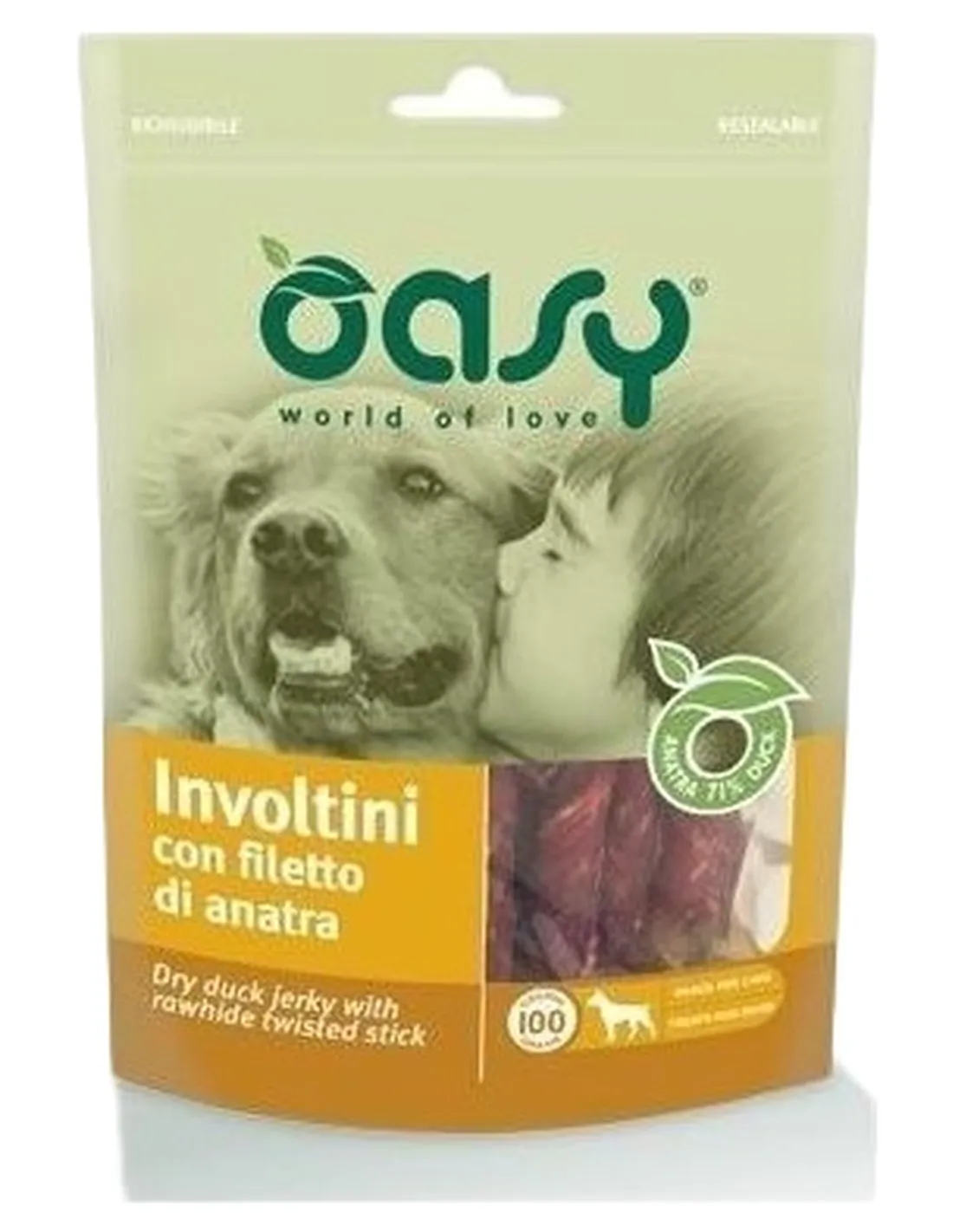 Oasy snack cane involtini con filetto di anatra 100 gr  