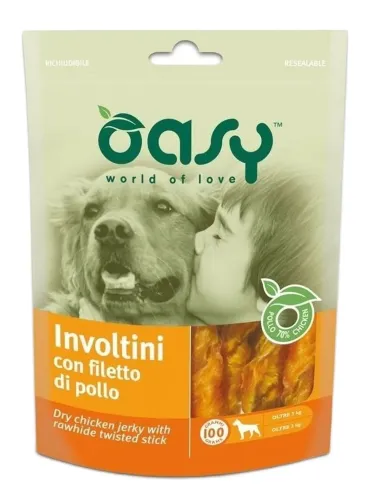 Oasy snack cane involtini con filetto di pollo 100 gr  