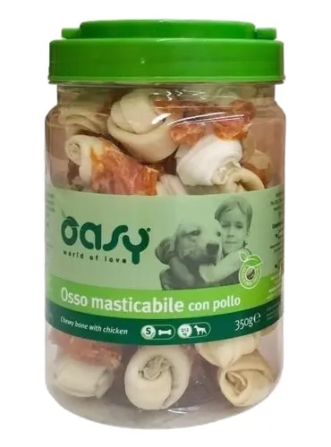 Oasy snack cane osso masticabile con pollo taglia S barattolo 350 gr  