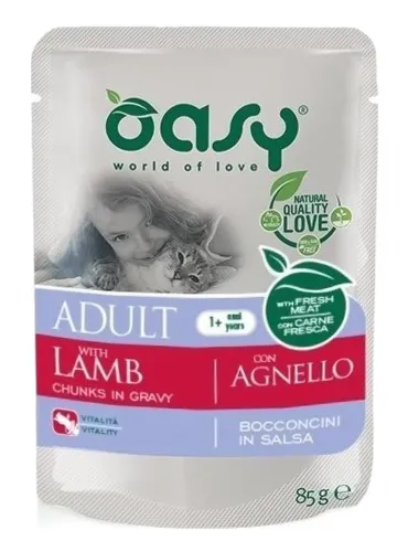 Oasy gatto wet bustina bocconcini agnello 85 gr  