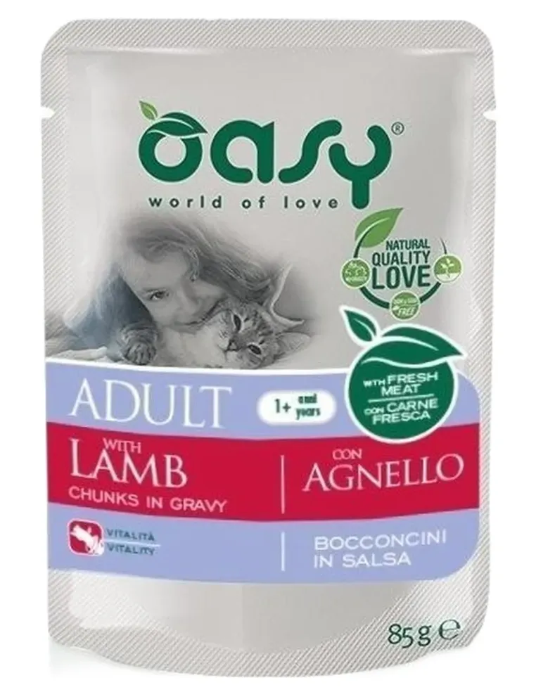 Oasy gatto wet bustina bocconcini agnello 85 gr  