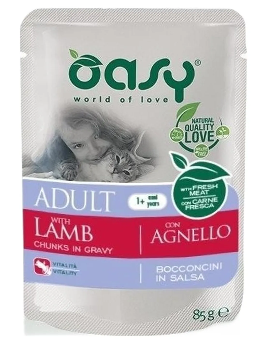 Oasy gatto wet bustina bocconcini agnello 85 gr  