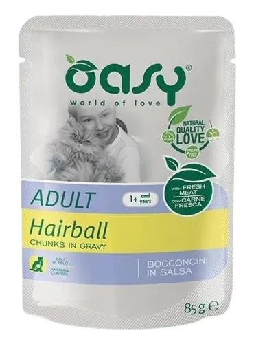 Oasy gatto wet bustina bocconcini hairball 85 gr  