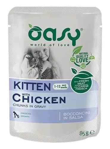Oasy gatto wet bustina bocconcini kitten pollo 85 gr  
