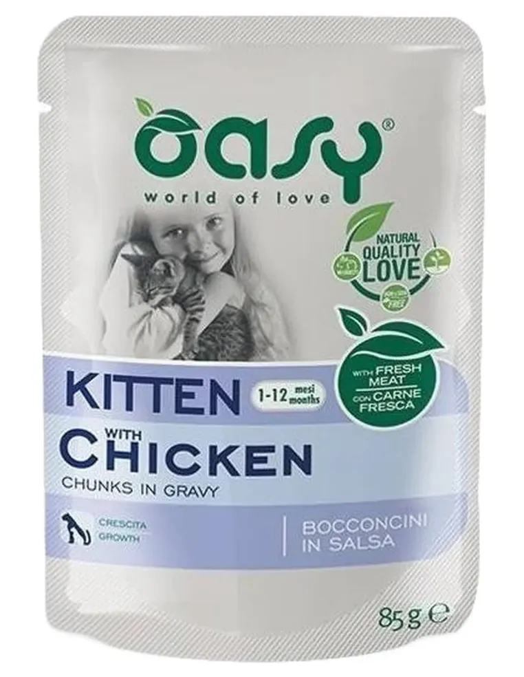 Oasy gatto wet bustina bocconcini kitten pollo 85 gr  
