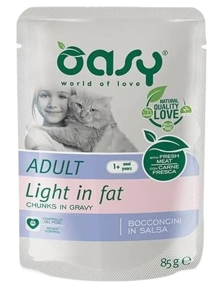 Oasy gatto wet bustina bocconcini light in fat 85 gr  