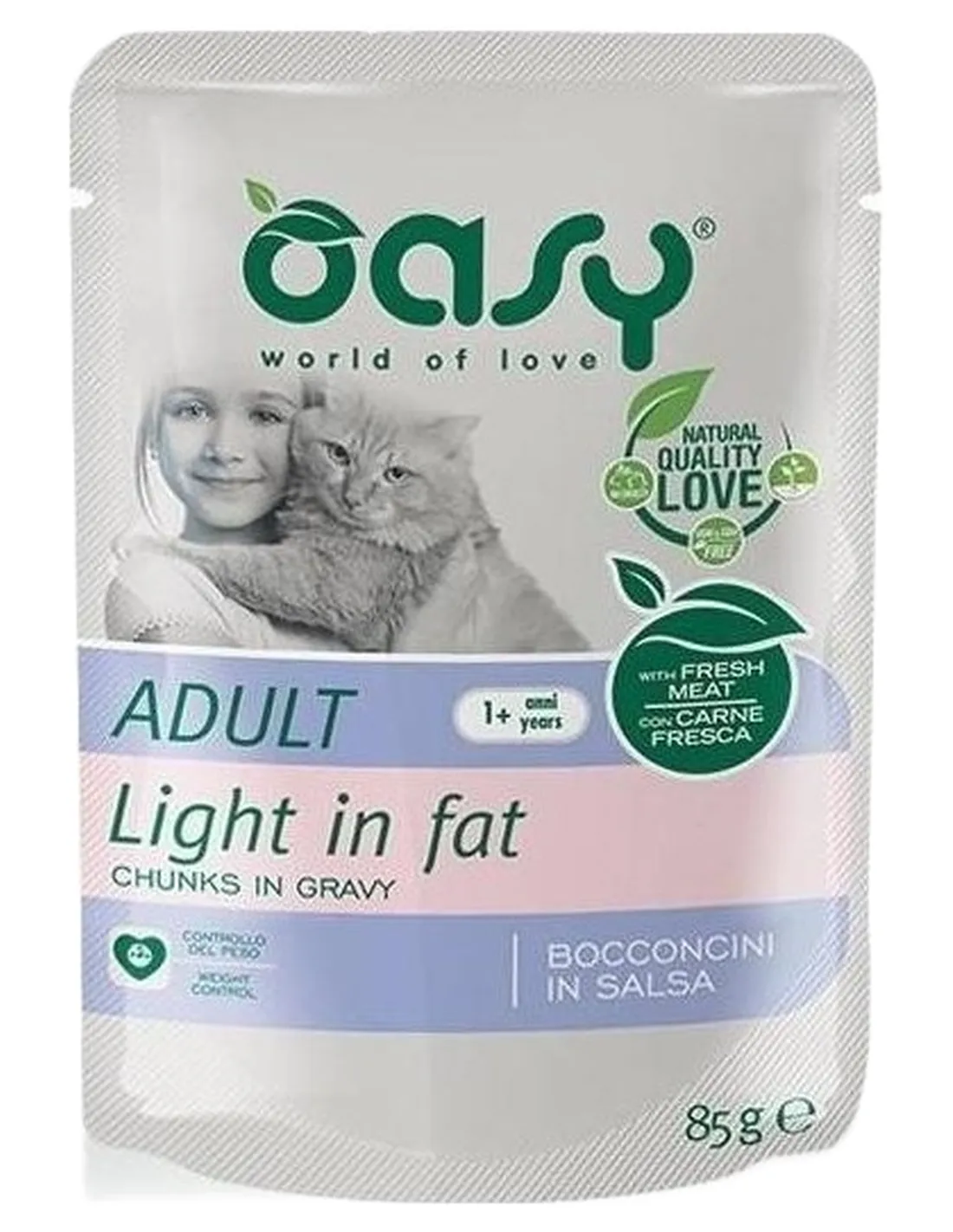 Oasy gatto wet bustina bocconcini light in fat 85 gr  