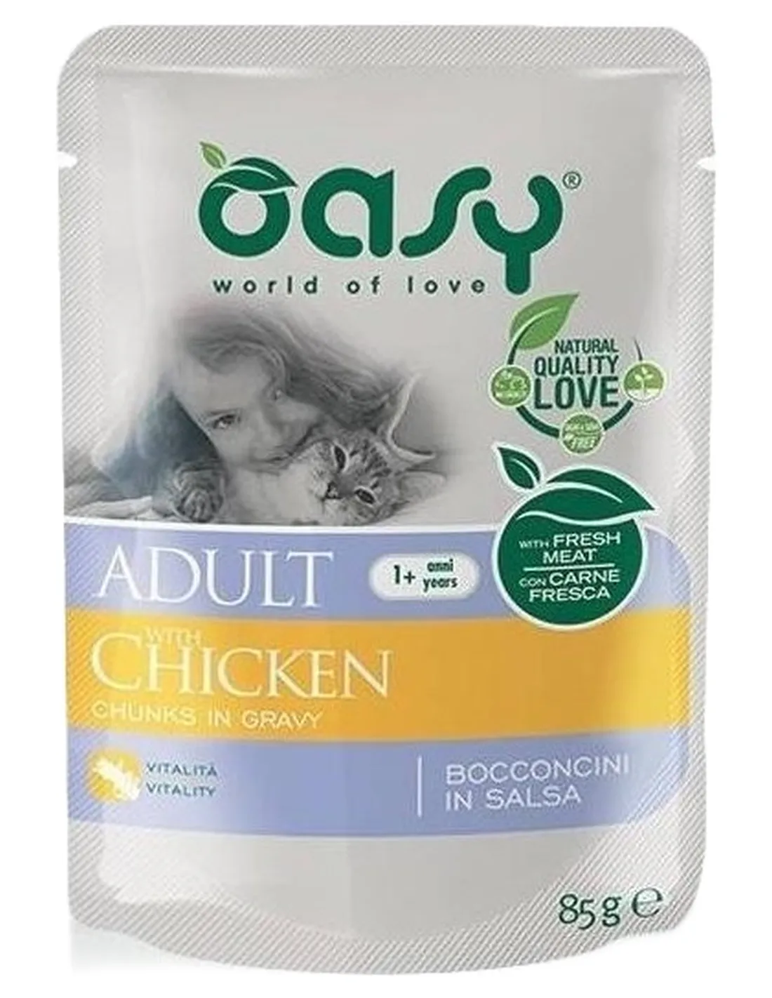 Oasy gatto wet bustina bocconcini pollo 85 gr  