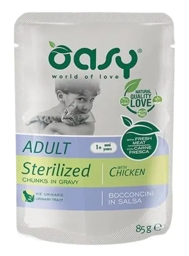 Oasy gatto wet bustina bocconcini sterilized pollo 85 gr  
