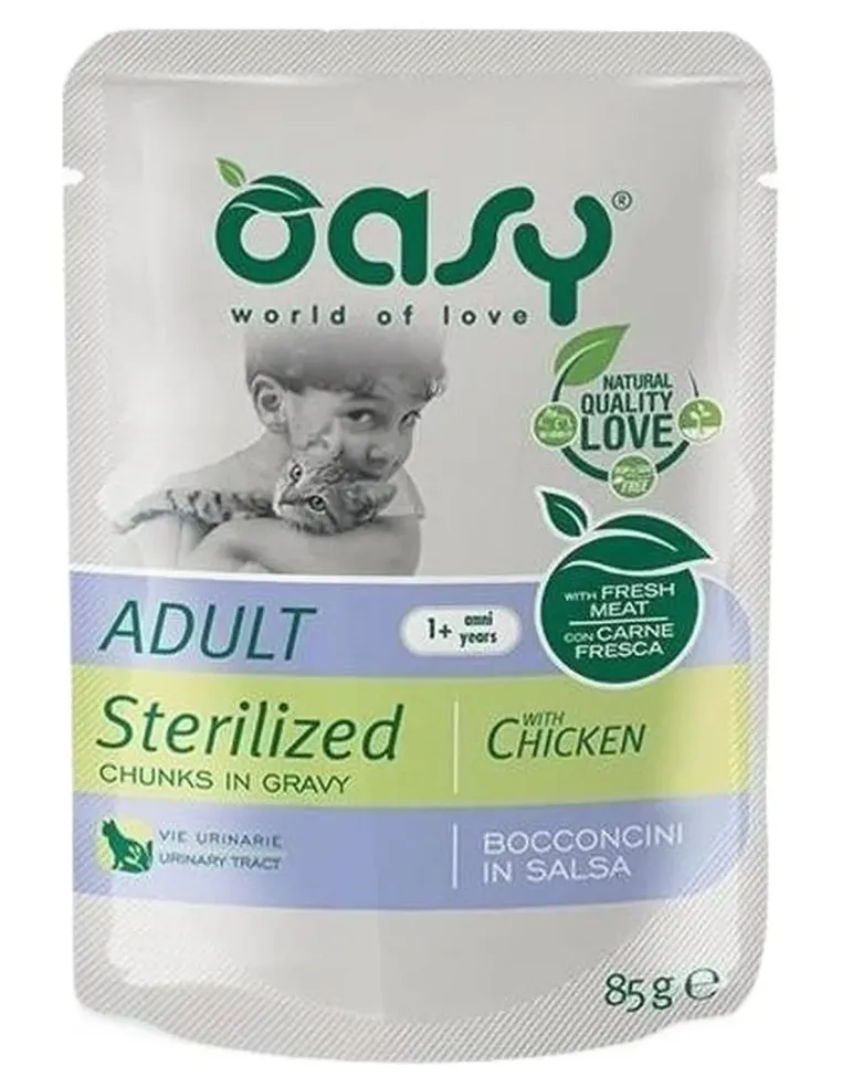 Oasy gatto wet bustina bocconcini sterilized pollo 85 gr  