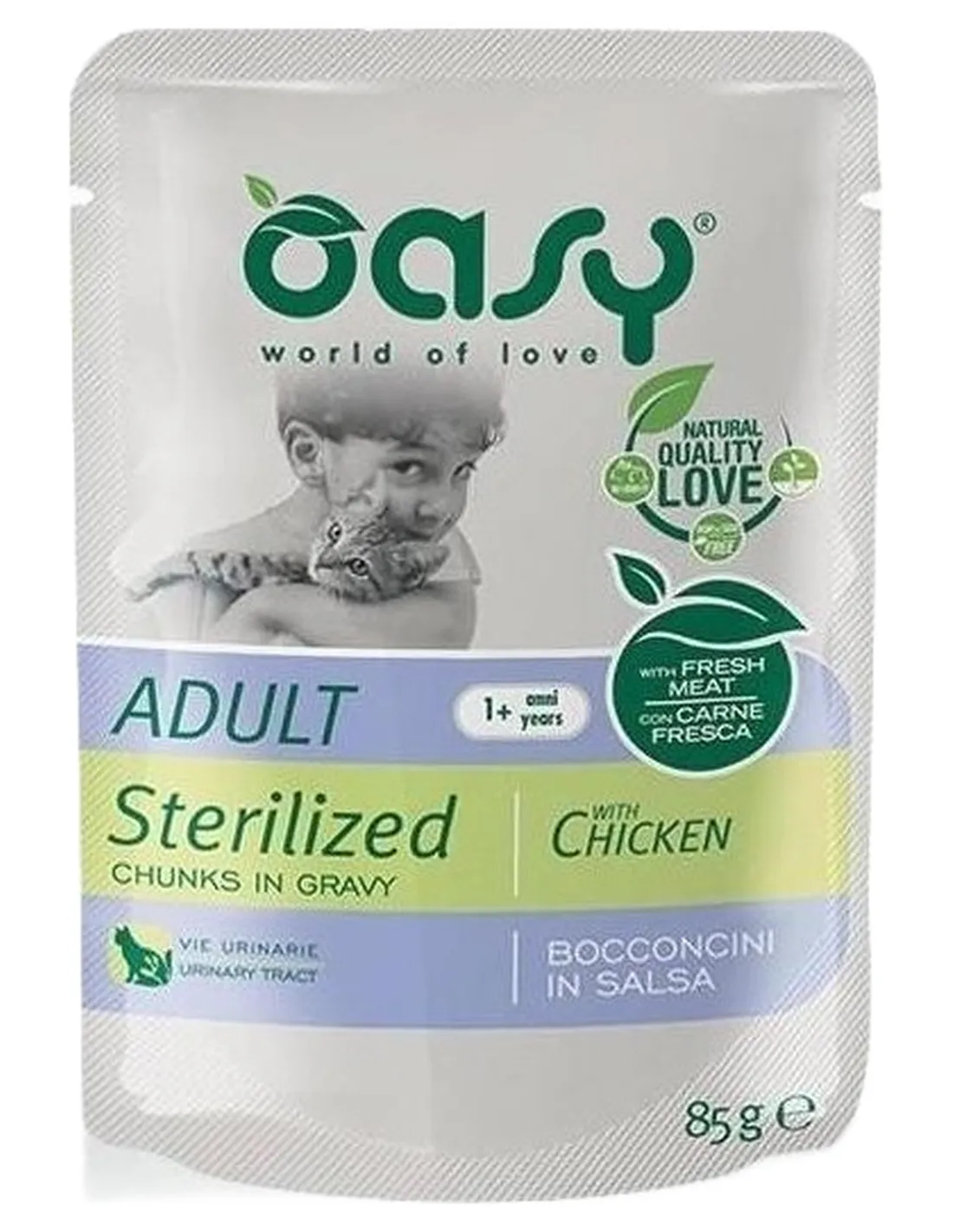 Oasy gatto wet bustina bocconcini sterilized pollo 85 gr  