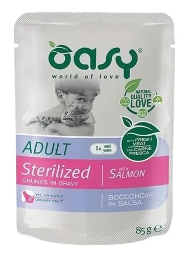 Oasy gatto wet bustina bocconcini sterilized salmone 85 gr  