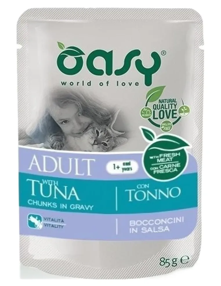 Oasy gatto wet bustina bocconcini tonno 85 gr  