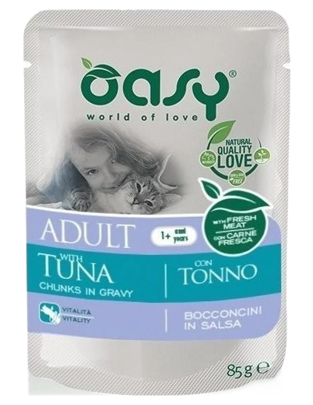 Oasy gatto wet bustina bocconcini tonno 85 gr  