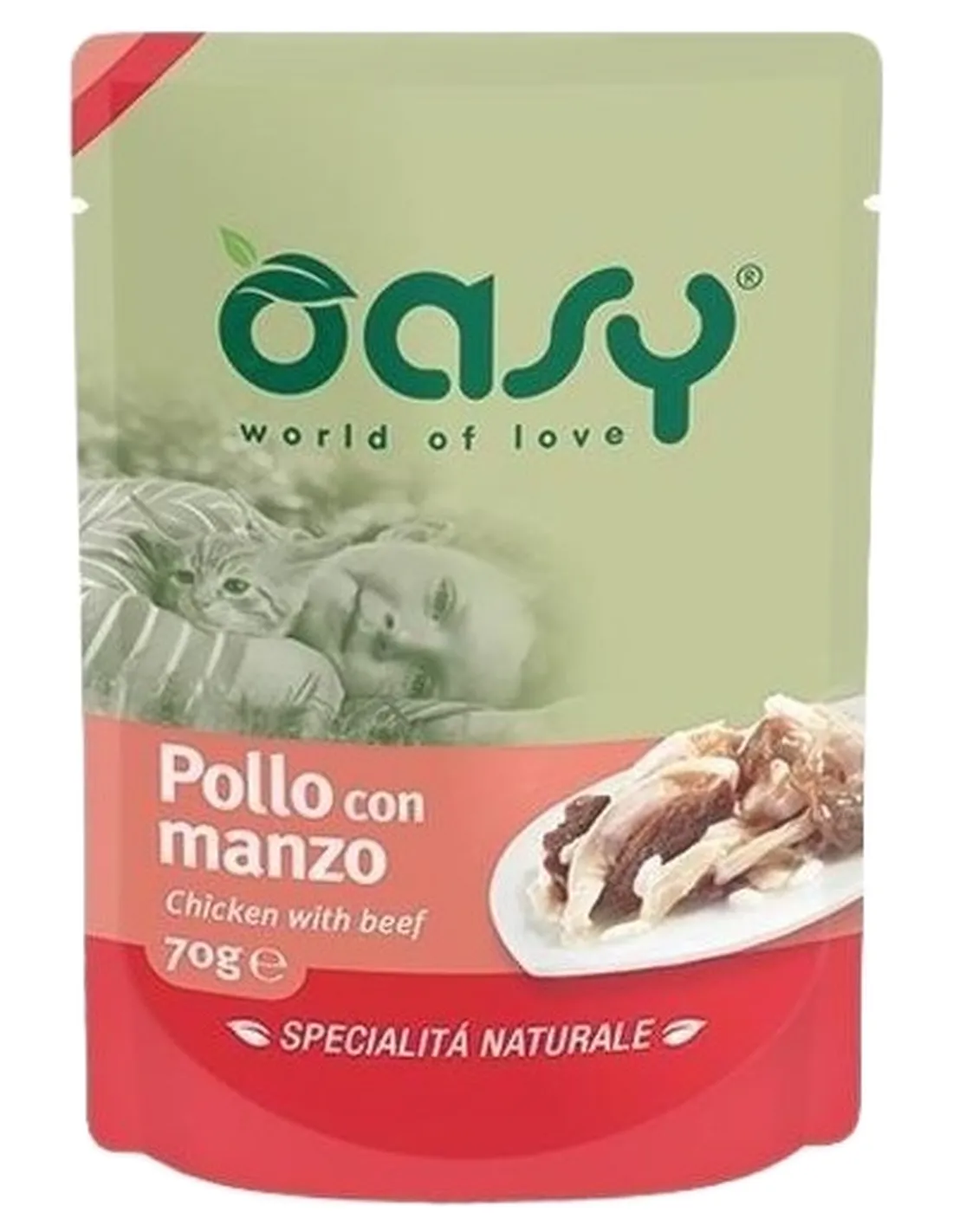 Oasy gatto wet bustina pollo con manzo 70 gr   Oasy gatto wet bustina pollo con manzo 70 gr