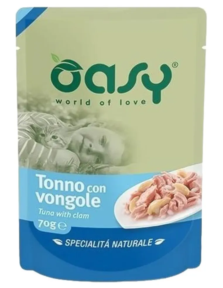 Oasy gatto wet bustina tonno con vongole 70 gr  