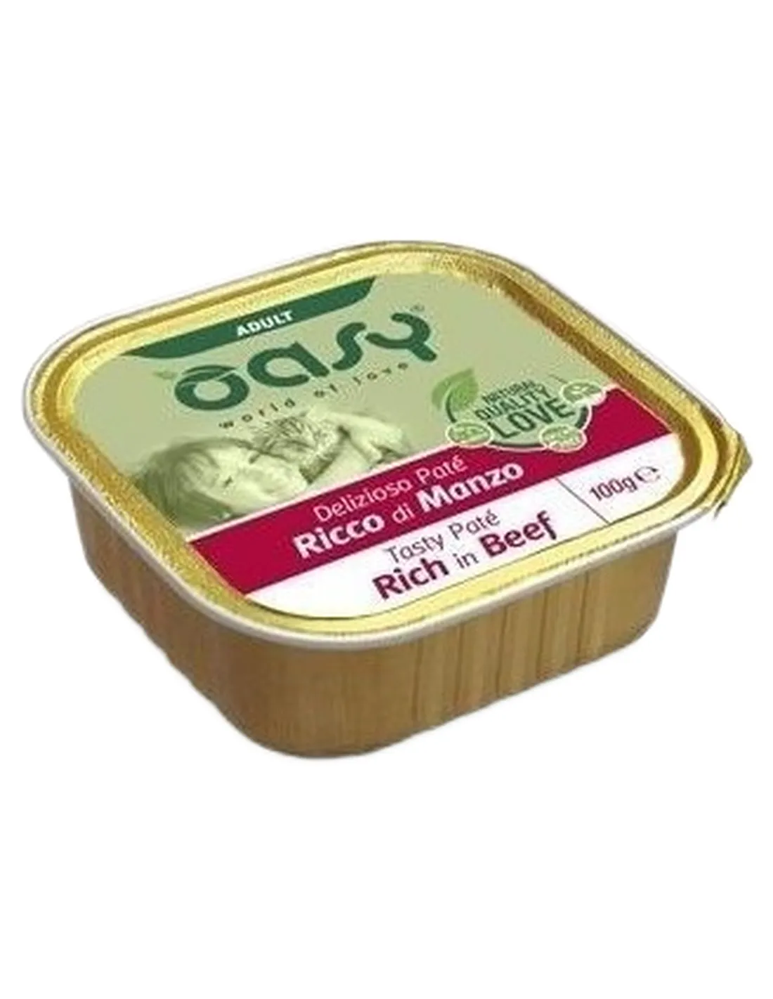 Oasy gatto adult pate ricco di manzo 100 gr  