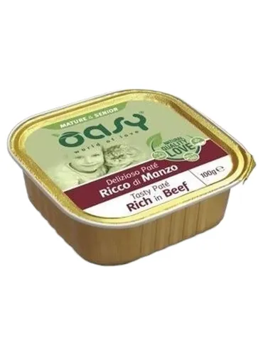 Oasy gatto mature e senior pate ricco di manzo 100 gr