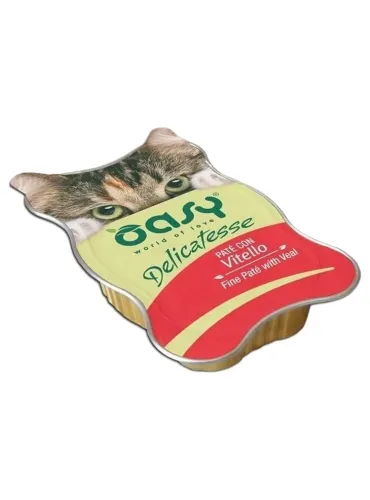 Oasy gatto delicatesse pate con vitello vaschetta 85 gr  