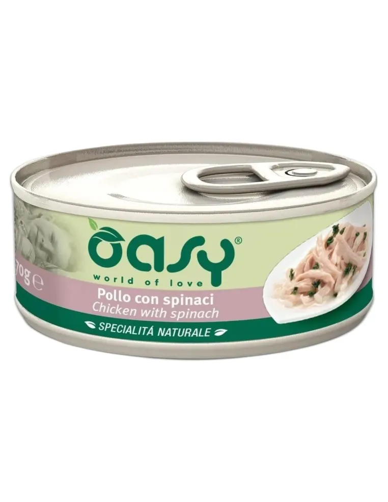 Oasy gatto pollo con spinaci umido 70 gr  